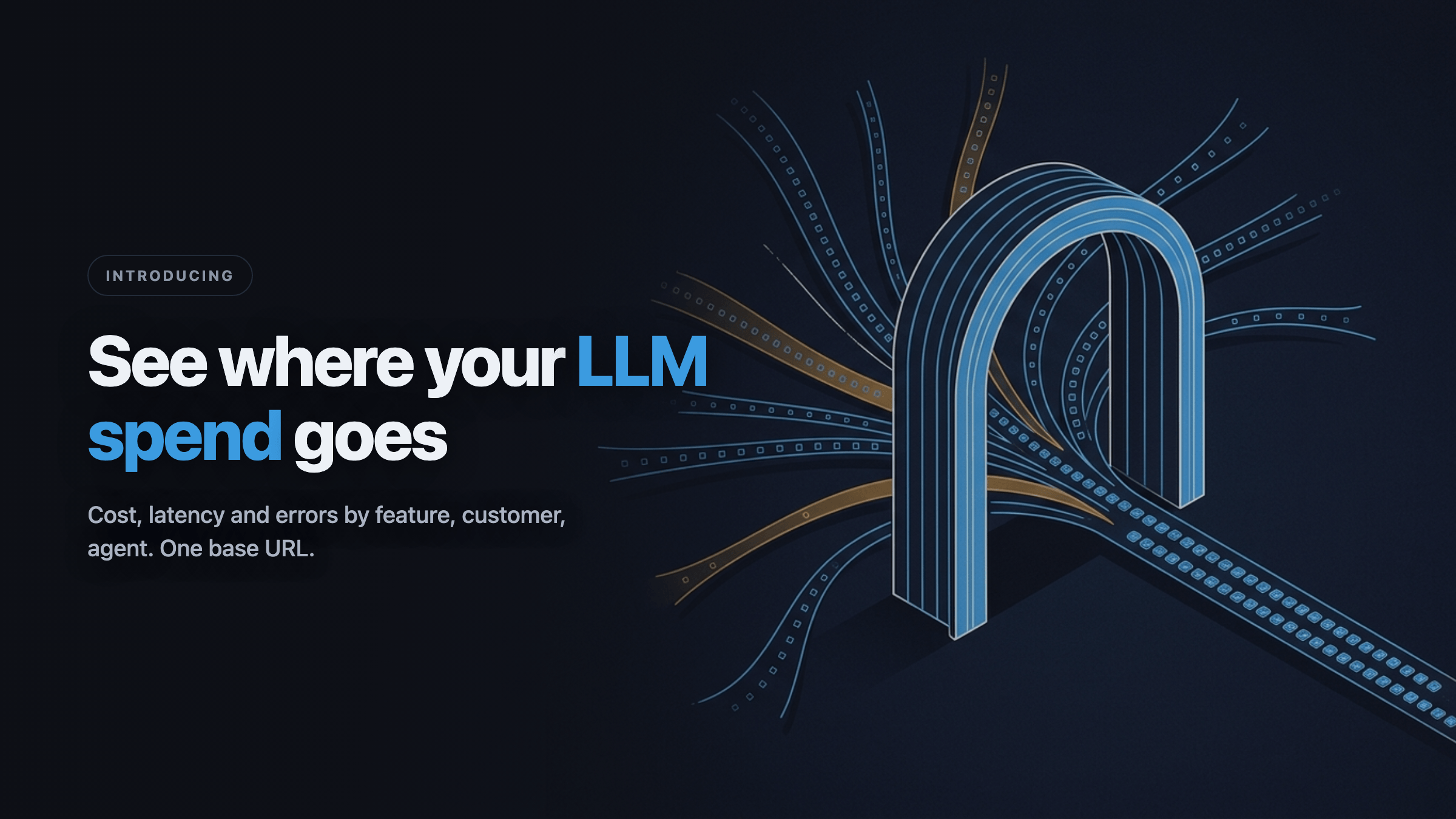 A gateway routing LLM token streams, tagged by dimension